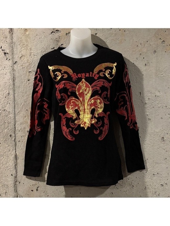 Old Skool Tops - Old Skool Royalty Black and Gold Long Sleeve Tee